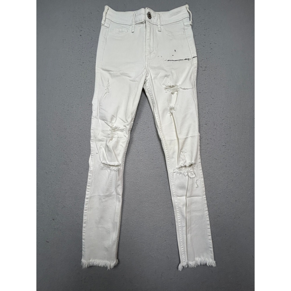 Hollister High Rise Super Skinny Denim White W25 L32 Womens